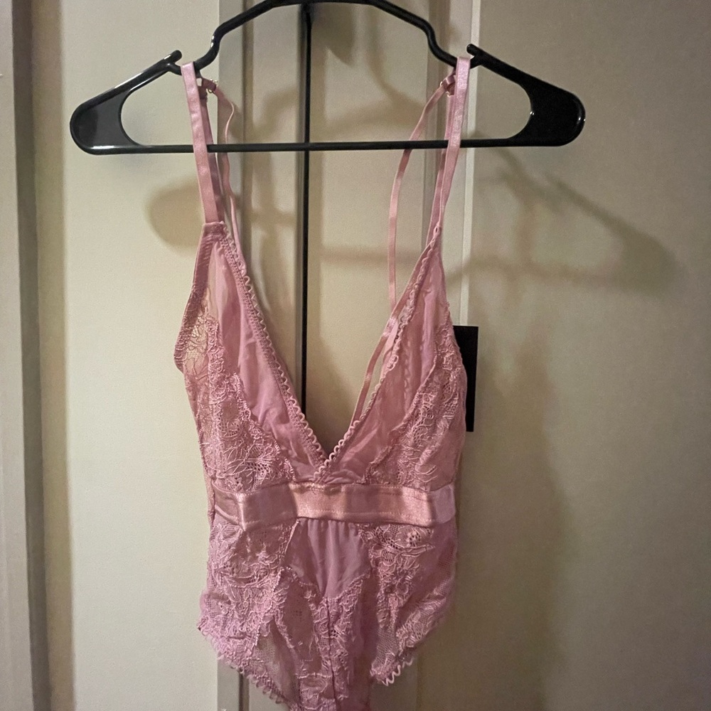Elegant Pink Lace Bodysuit